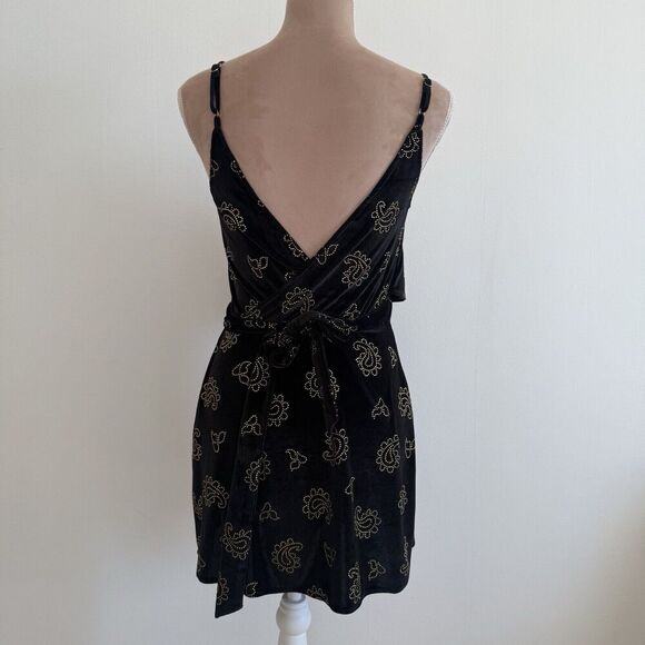 TULAROSA | Revolve Emily Wrap Mini Dress in Black and Gold | Size XS - Picture 5 of 12